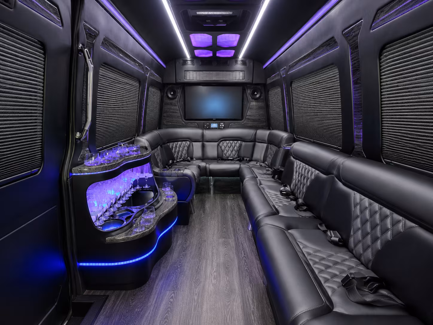 pharr 40 passenger party bus interior